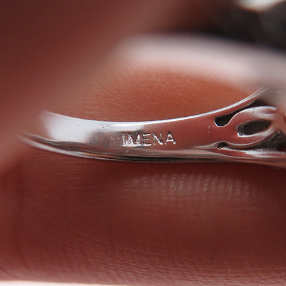 IMENA 925 Sterling Silver Round-Cut C Z Ring Size 7