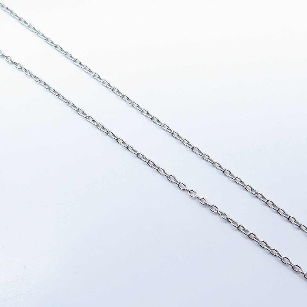 925 Sterling Silver Real White Diamond Circle of Life Rolo Chain Necklace 17"