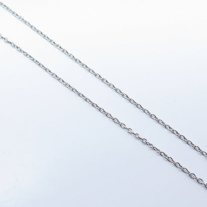 925 Sterling Silver Real White Diamond Circle of Life Rolo Chain Necklace 17"
