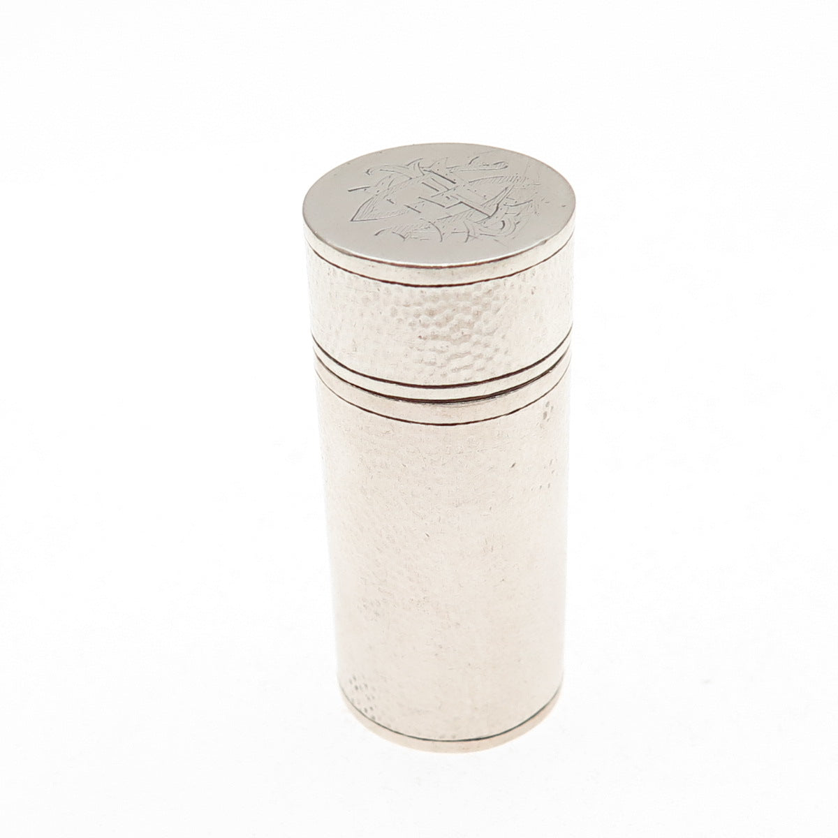 925 Sterling Silver Antique China Export Monogram Hammered Finish Needle Box