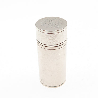 925 Sterling Silver Antique China Export Monogram Hammered Finish Needle Box