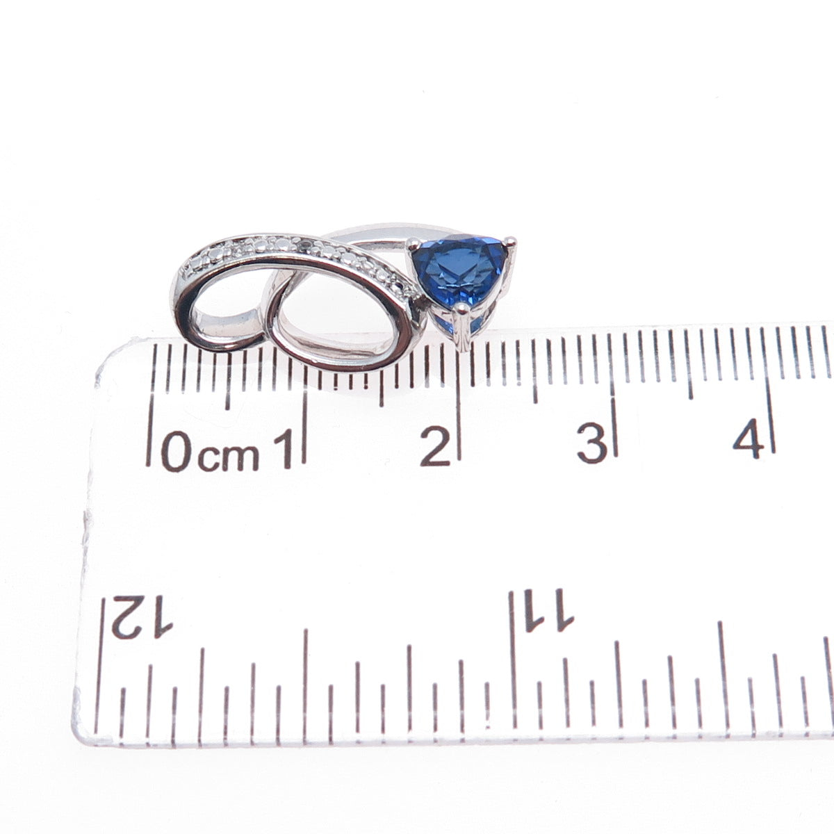 925 Sterling Silver Lab-Created Sapphire & Real White Topaz Slide Pendant
