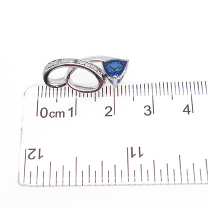 925 Sterling Silver Lab-Created Sapphire & Real White Topaz Slide Pendant