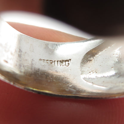 925 Sterling Silver Vintage Round-Cut Shaped Canary C Z Domed Ring Size 6.75