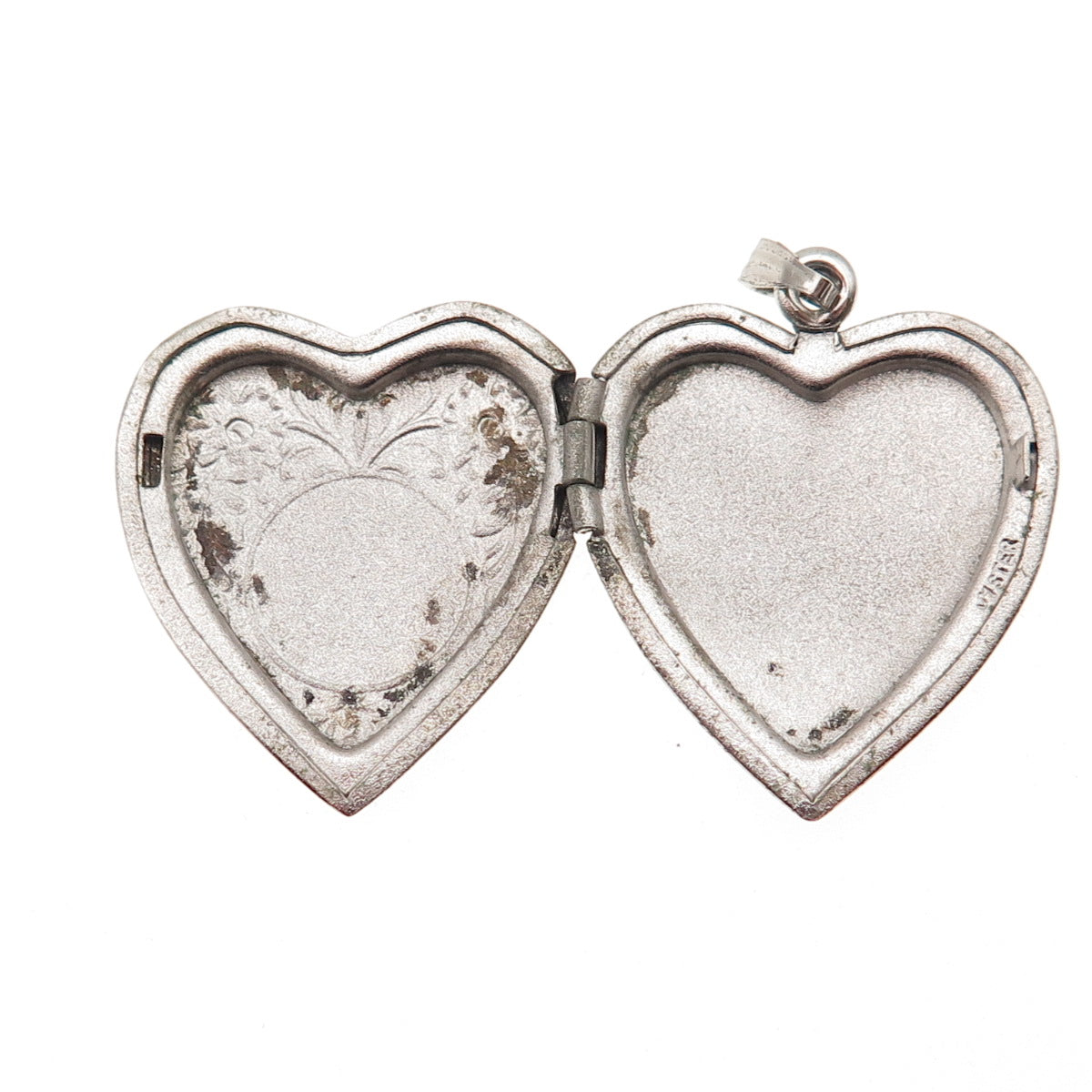 J.M. Fisher 925 Sterling Silver Vintage I Love You Heart Locket Charm Pendant