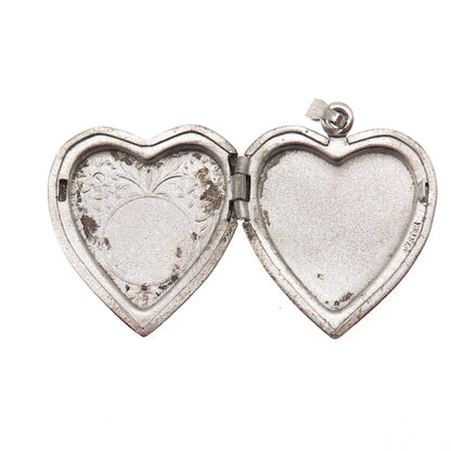 J.M. Fisher 925 Sterling Silver Vintage I Love You Heart Locket Charm Pendant
