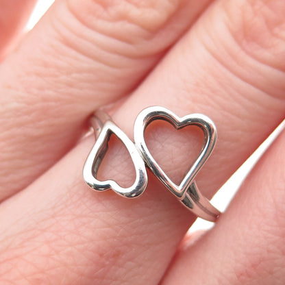 RL Richline 925 Sterling Silver Vintage Open Heart Bypass Ring Size 6.5