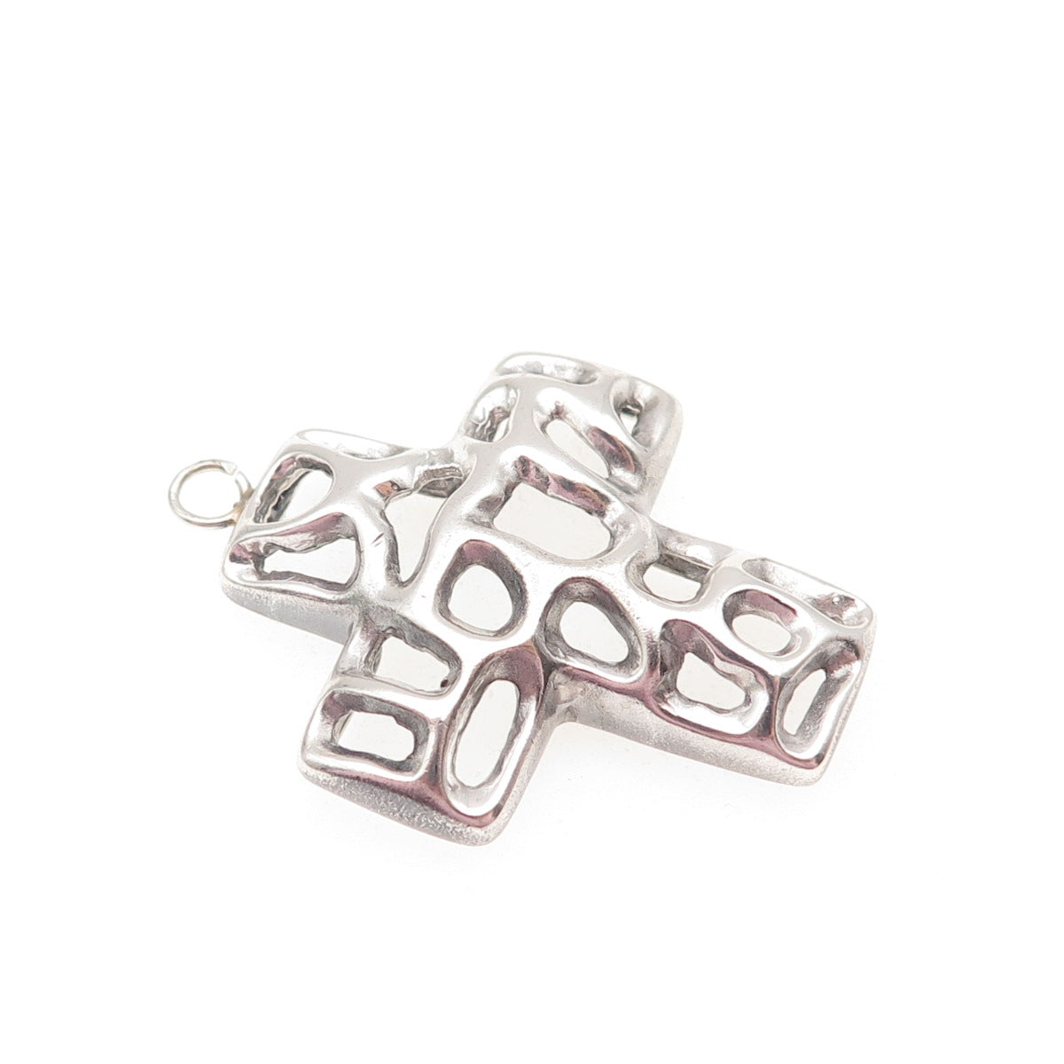 925 Sterling Silver Vintage Modernist Cross Charm Pendant