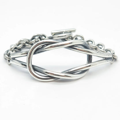 925 Sterling Silver Vintage Knot Rolo Link Bracelet 6.25"