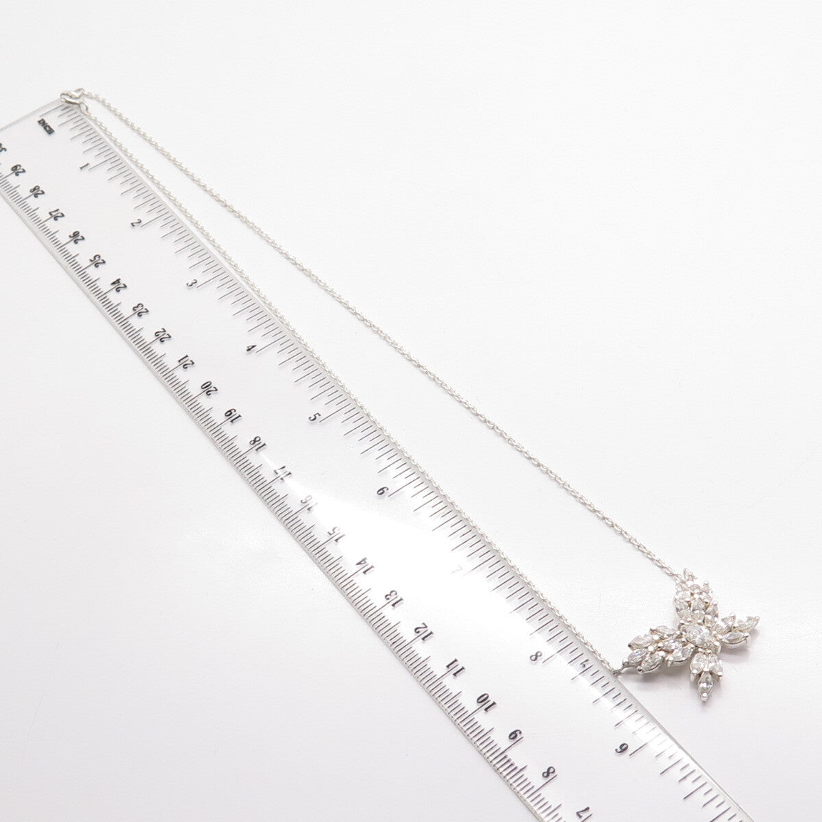 925 Sterling Silver Marquise-Cut C Z Rolo Chain Necklace 17"