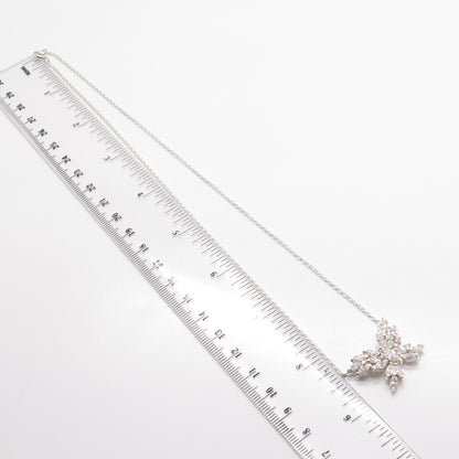 925 Sterling Silver Marquise-Cut C Z Rolo Chain Necklace 17"