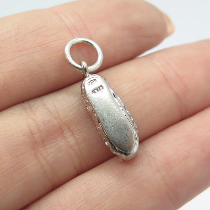 925 Sterling Silver Antique Art Deco Milky Glass Boot Shoe Charm Pendant