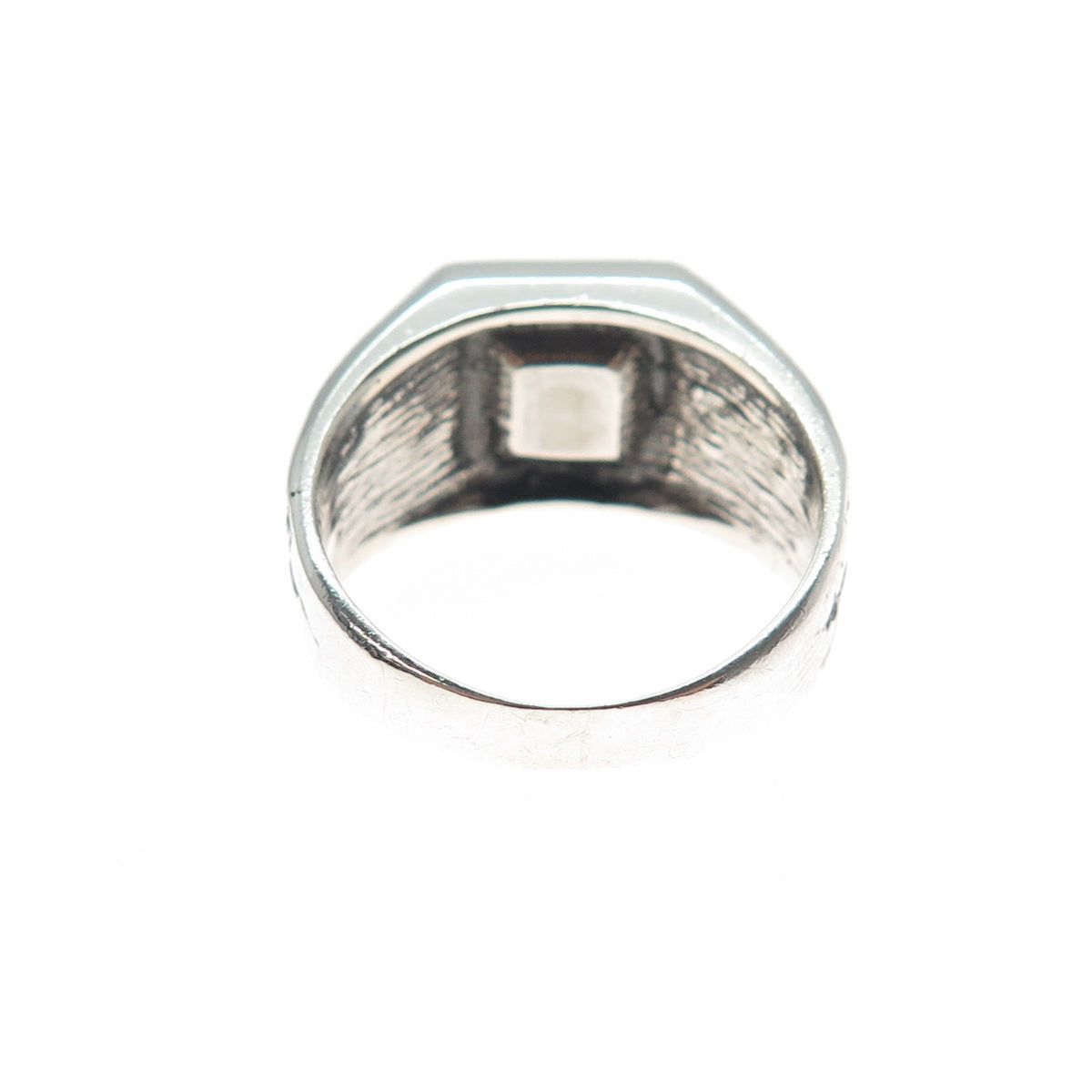 925 Sterling Silver Vintage Real Amber Desert Oxidized Ring Size 8.25