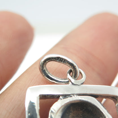 925 Sterling Silver Vintage Victorian Lady Oxidized Pendant