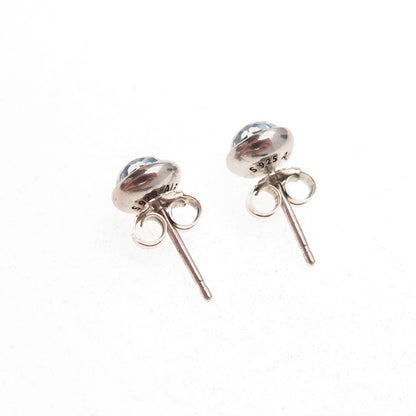 Pandora 925 Sterling Silver Aqua Blue Crystal Poetic Droplet Stud Earrings