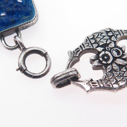 Binder Brothers 925 Sterling Silver Antique Art Deco Glass Floral Bracelet 7.25"