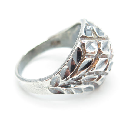 925 Sterling Silver Vintage Dragon Skin Dome Oxidized Ring Size 6.25