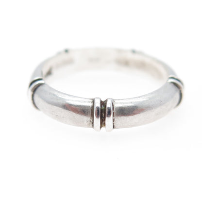 HENRY DESIGNS STUDIO 925 Sterling Silver Vintage Bamboo Band Ring Size 6.25