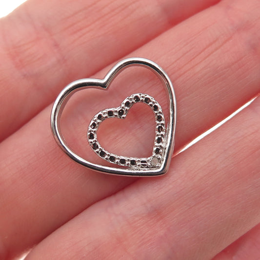 Charles Winston 925 Sterling Silver Real Diamond Heart Mini Slide Charm Pendant
