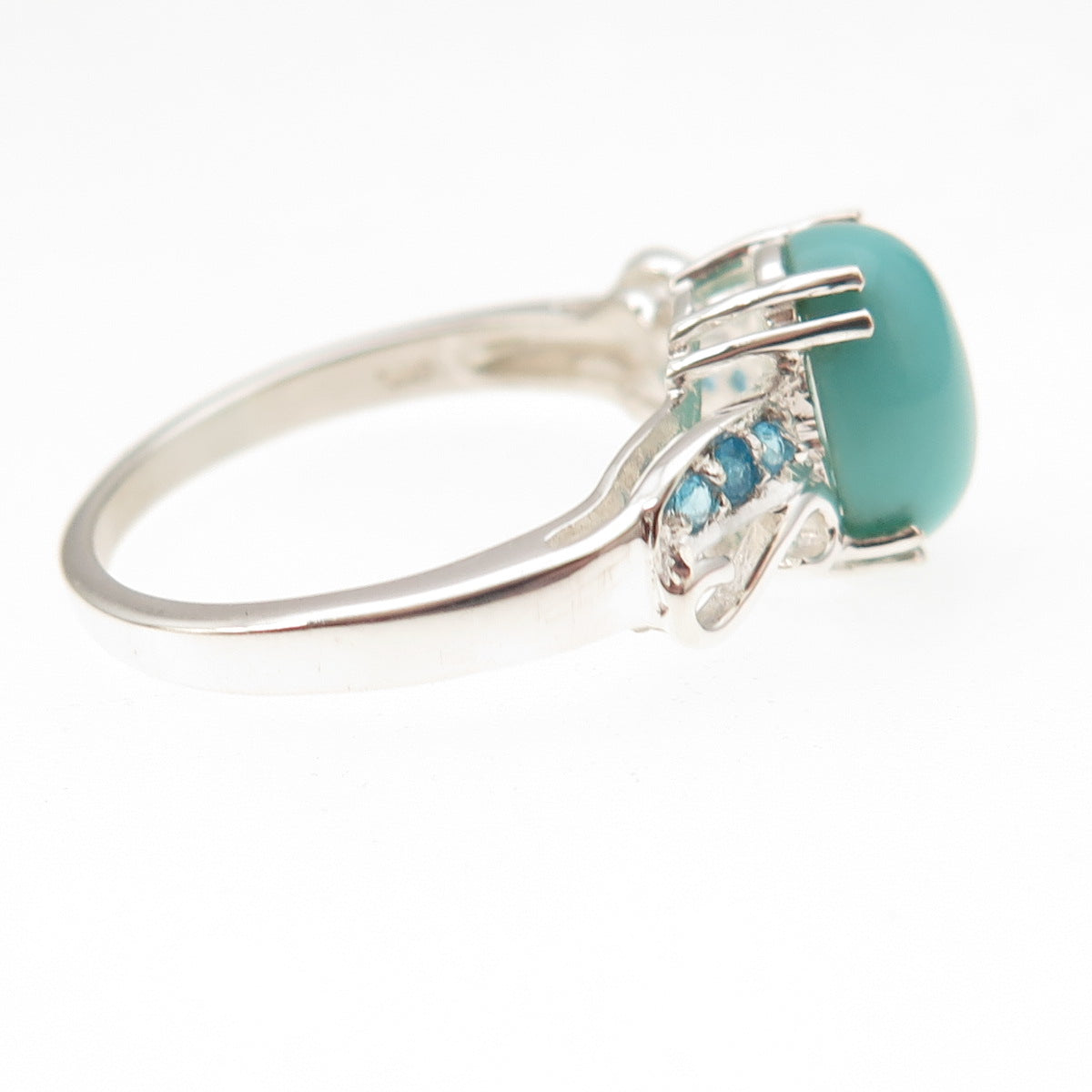 925 Sterling Silver Real Turquoise & Apatite Ring Size 8