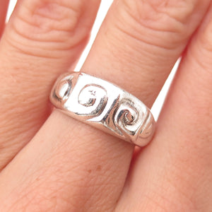 Ernst 925 Sterling Silver Vintage Modernist Spiral Oxidized Ring Size 7