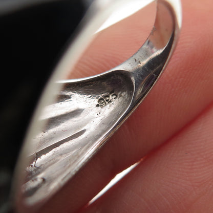 925 Sterling Silver Enamel Round-Cut Purple C Z Statement Ring Size 7.25