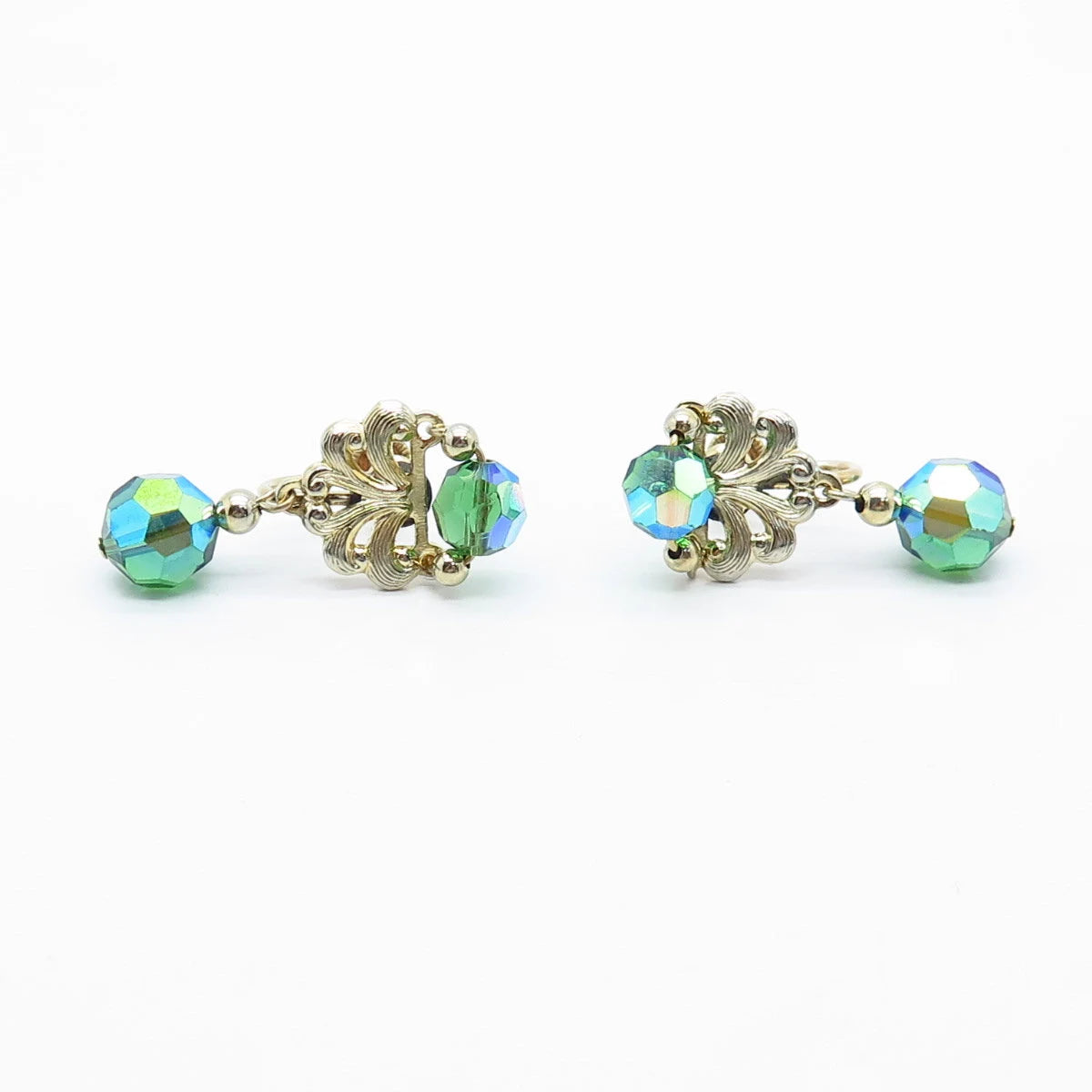 1/20 12K Gold Filled Vintage Mystic Crystal Earrings