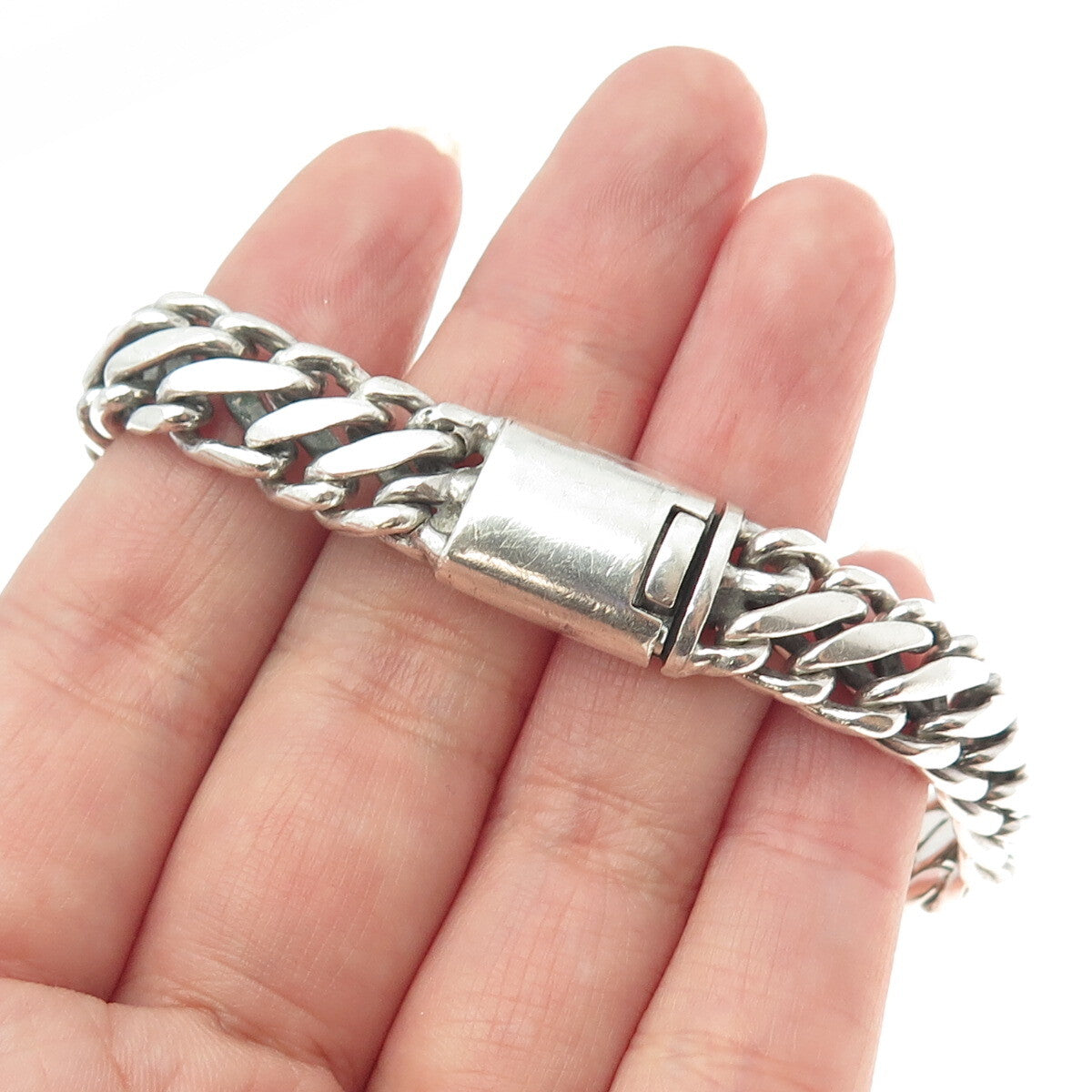 925 Sterling Silver Vintage Wheat Link Bracelet 8.5"