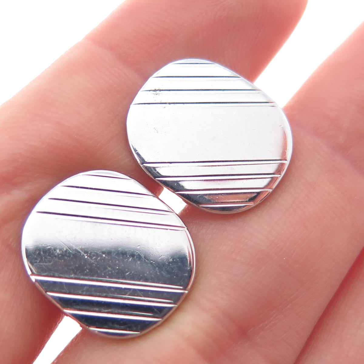 925 Sterling Silver Vintage Cushion Oval Cufflinks