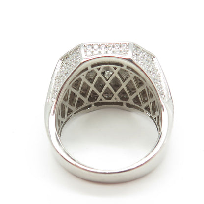 925 Sterling Silver Pave C Z Domed Ring Size 11.25