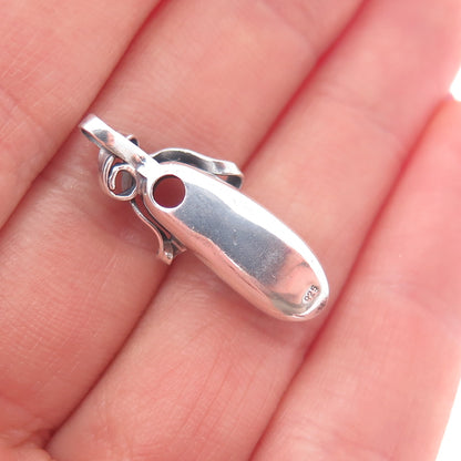 925 Sterling Silver Vintage Ballerina Shoe Mini 3D Charm Pendant
