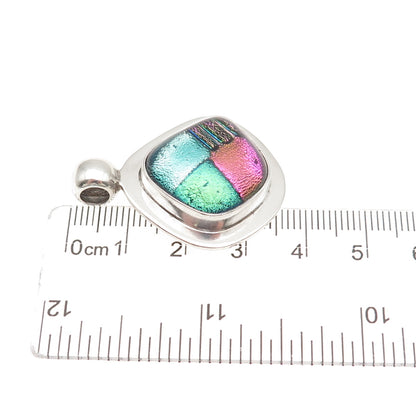 925 Sterling Silver Vintage Dichroic Glass Modernist Charm Pendant