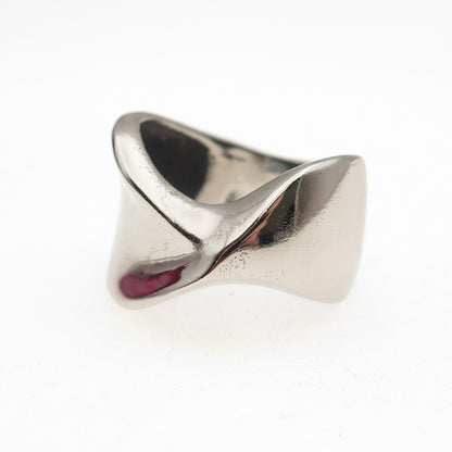 925 Sterling Silver Vintage Modernist Oxidized Ring Size 6.5