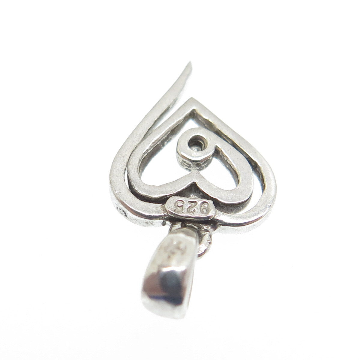 JEWELRY CONCEPTS Sterling Silver Real Diamond Spiral Heart Minimalist Pendant