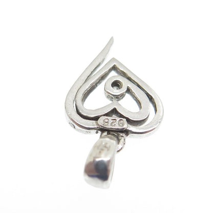 JEWELRY CONCEPTS Sterling Silver Real Diamond Spiral Heart Minimalist Pendant
