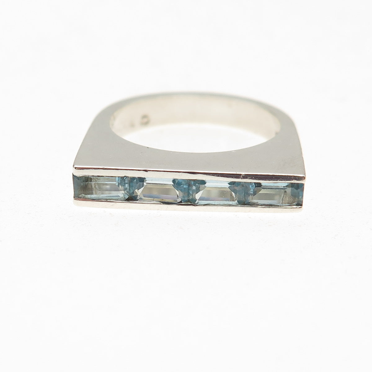 Elyse Fradkin 925 Sterling Silver Vintage Real Blue Topaz Ring Size 6.25