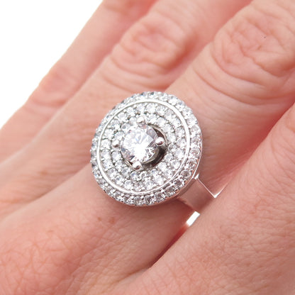 925 Sterling Silver Round-Cut C Z Sparkle Ring Size 6.75