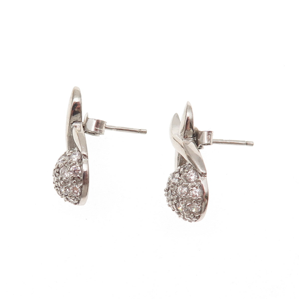925 Sterling Silver Round-Cut C Z X-Shape Earrings