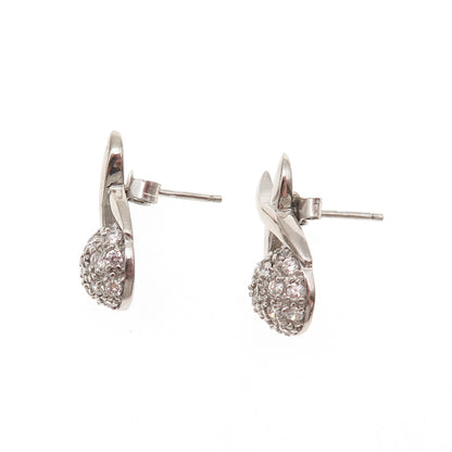 925 Sterling Silver Round-Cut C Z X-Shape Earrings