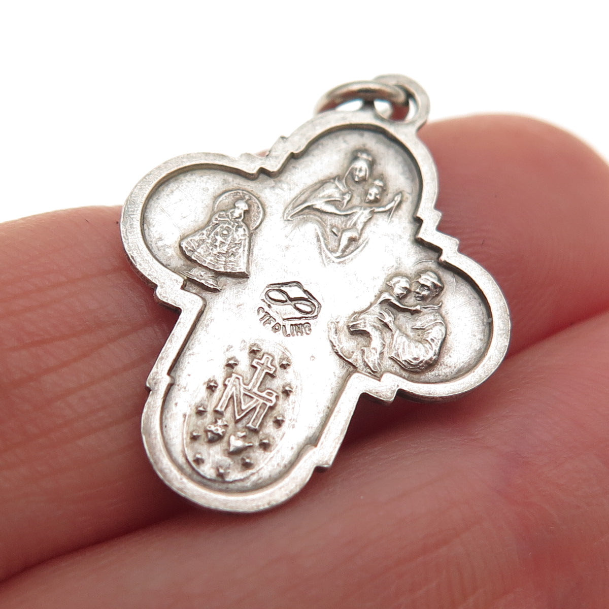 Atelier 925 Sterling Silver Antique Art Deco 4-Way Cross Oxidized Charm Pendant