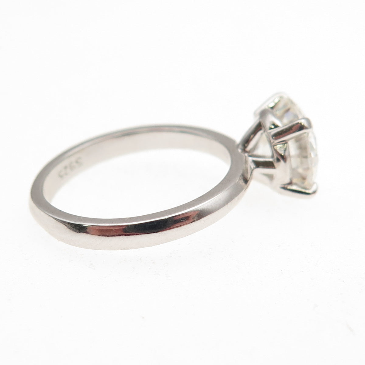 925 Sterling Silver Real Round-Cut Moissanite Engagement Ring Size 6