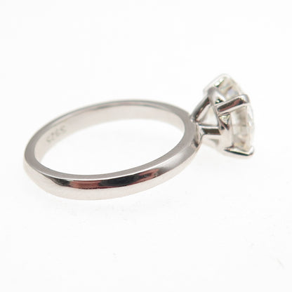 925 Sterling Silver Real Round-Cut Moissanite Engagement Ring Size 6