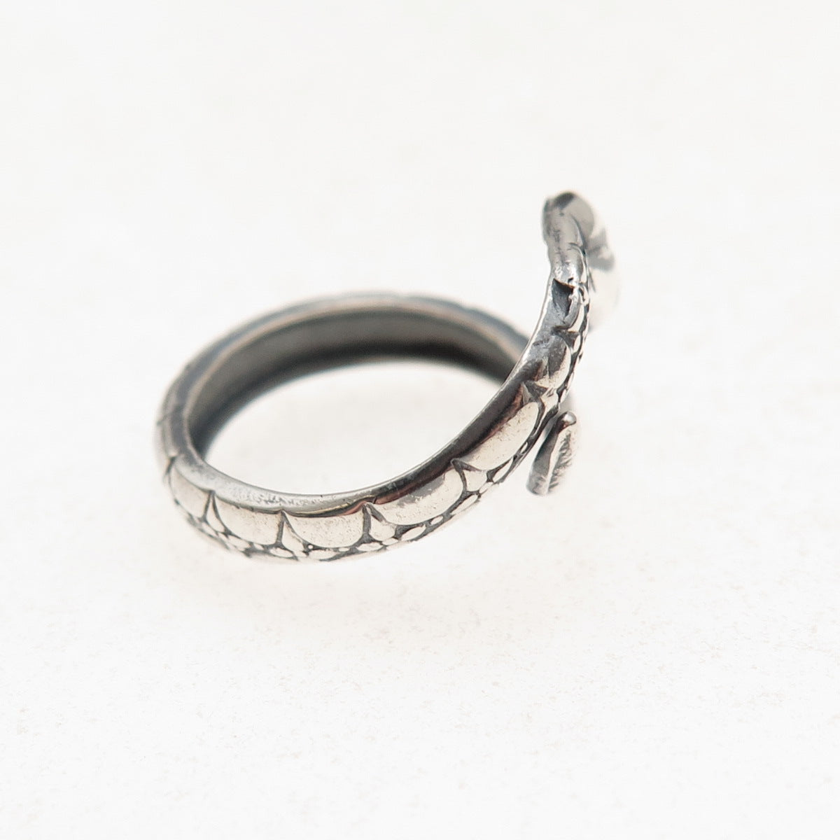 925 Sterling Silver Vintage Snake Oxidized Adjustable Ring Size 3.5