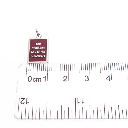 925 Sterling Silver Enamel Too Stubborn To Ask For Directions Minimalist Pendant