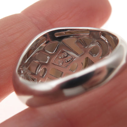 Dasan 925 Sterling Silver Real MOP Cross Signet Ring Size 10.5