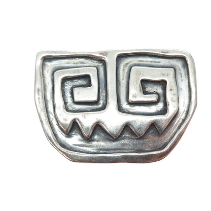 HALO 925 Sterling Silver Vintage Modernist Spiral Oxidized Pin Brooch