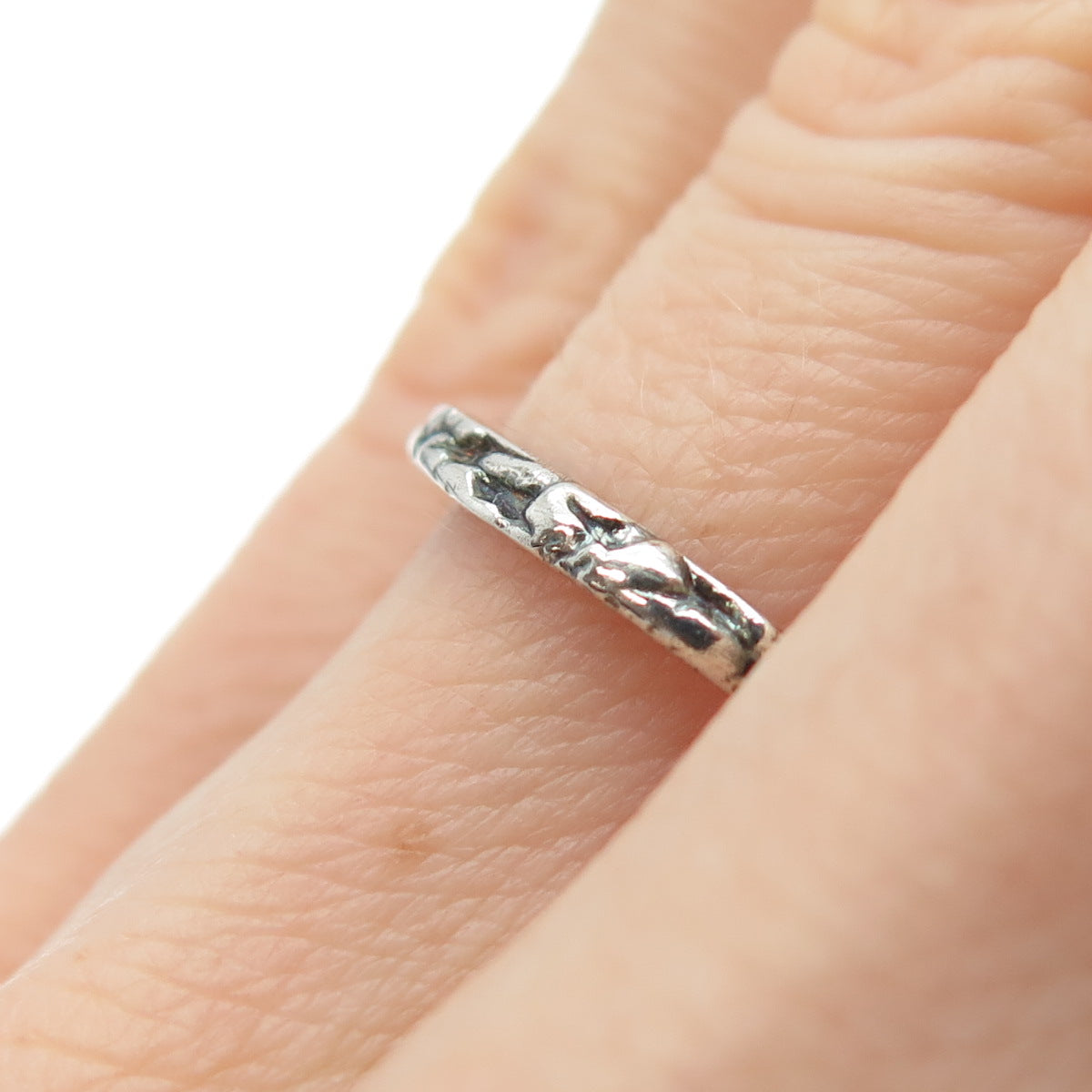 BITA Sterling Silver Vintage Modernist Oxidized Stackable Band Ring Size 5.25