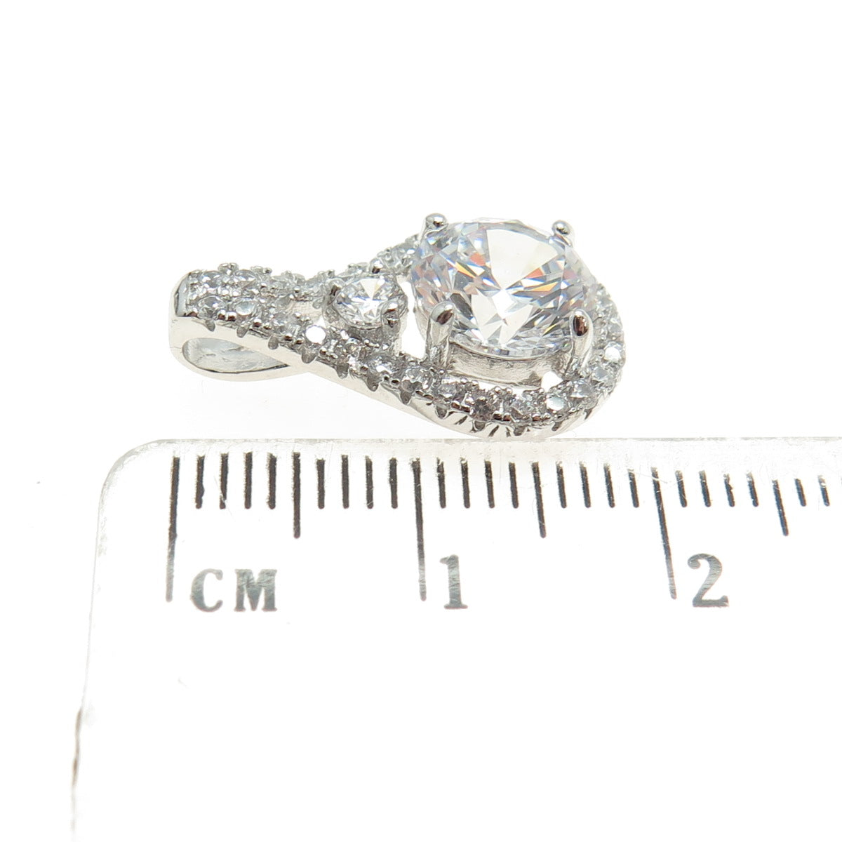 925 Sterling Silver Round-Cut C Z Minimalist Pendant