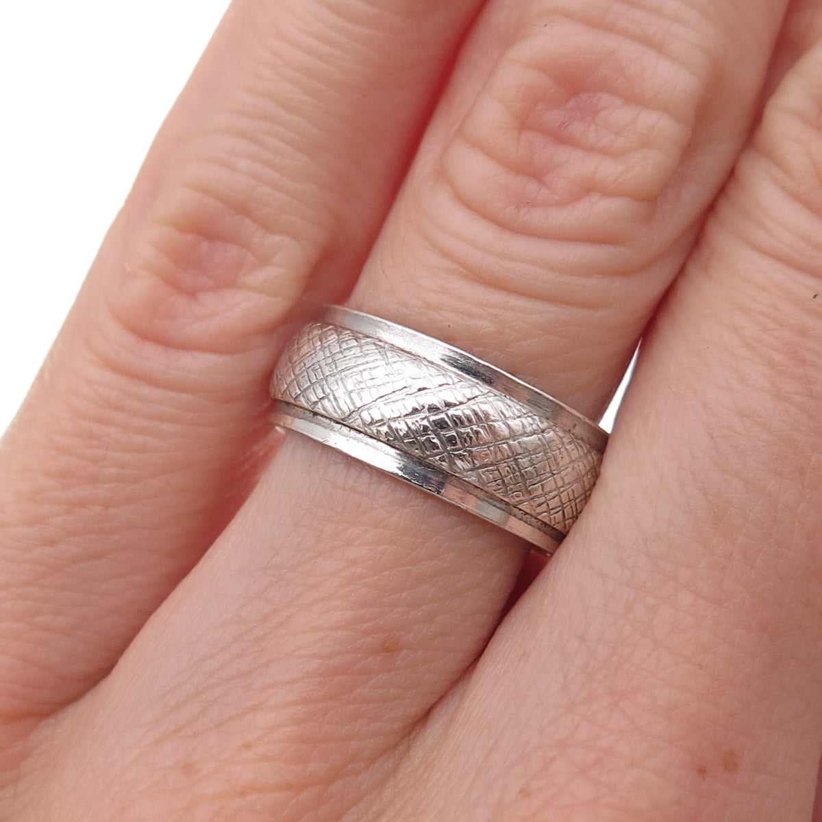 J.D. Schlang Co. 925 Sterling Silver Antique Art Deco Oxidized Band Ring Size 6