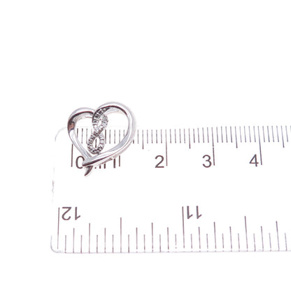 SAI 925 Sterling Silver Round-Cut C Z Infinity Heart Mini Slide Charm Pendant
